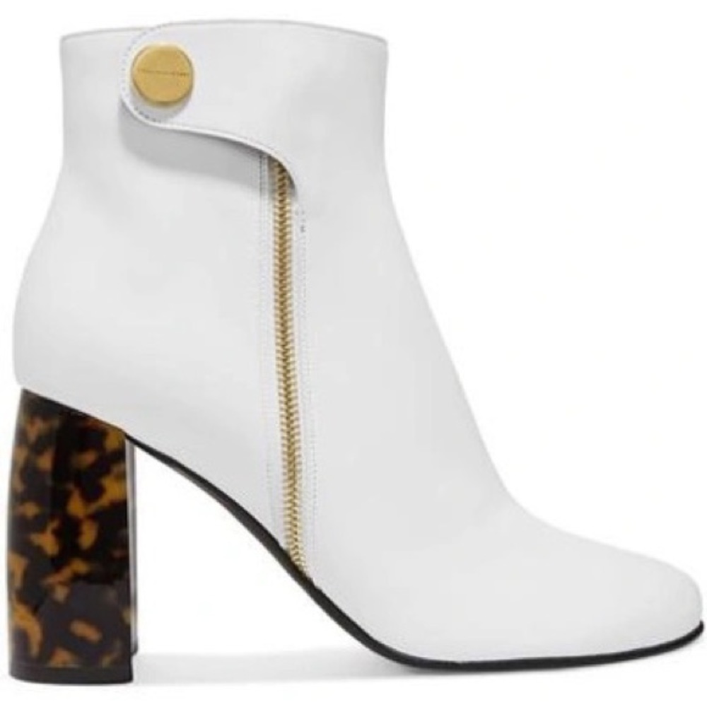Stella McCartney white tortoise heel boots 38